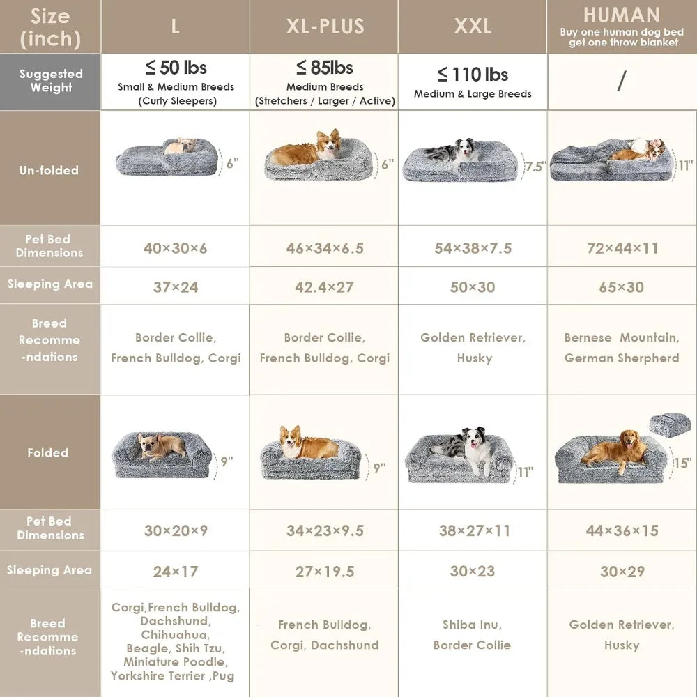 Foldable Human Dog Bed Orthopedic Memory Foam Waterproof