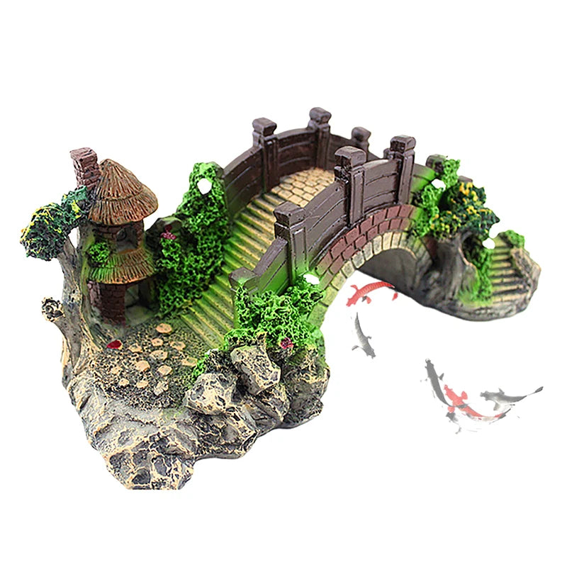 Resin Bridge Aquarium Ornament For Fish Tank Decoration