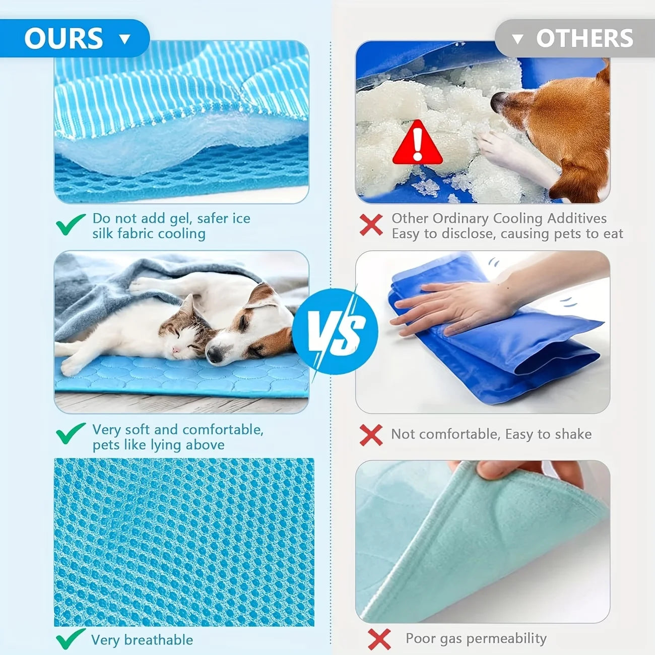Summer Cooling Pet Mat Water Absorption Portable Gel Sleeping Pad For Dogs