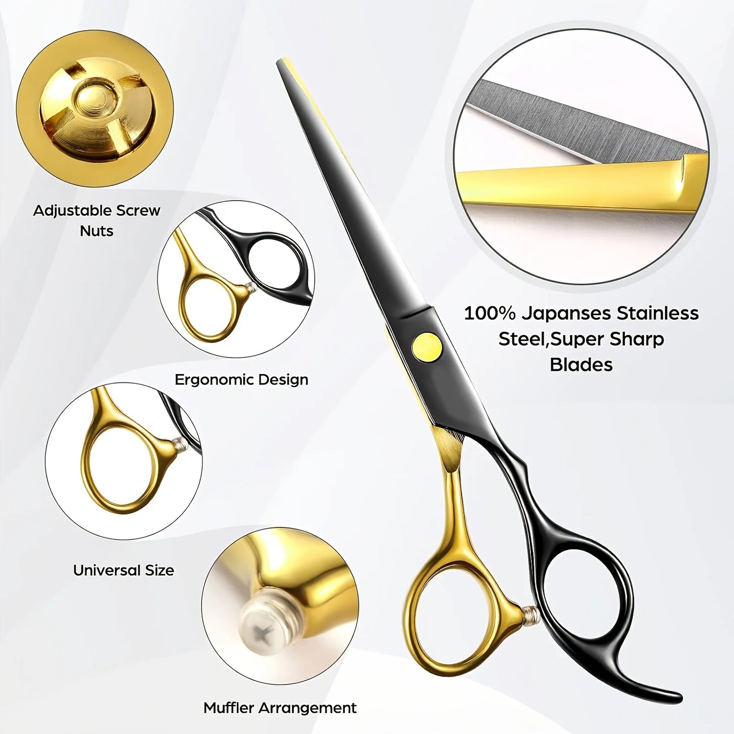 Stainless Steel Hair Cutting Scissors Kit With Thinning Shears