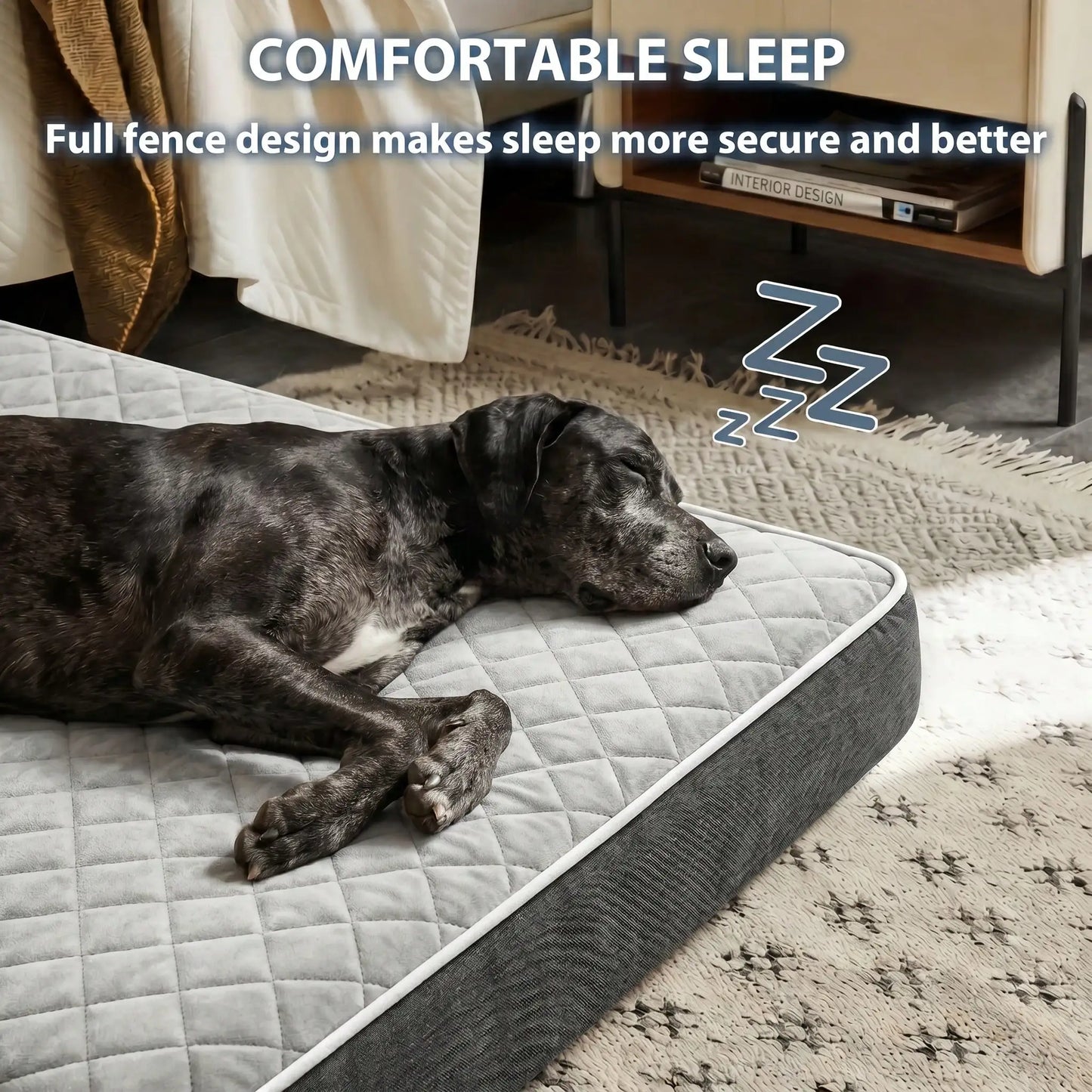 Waterproof Dog Bed With Washable Removable Cover And Orthopedic Foam