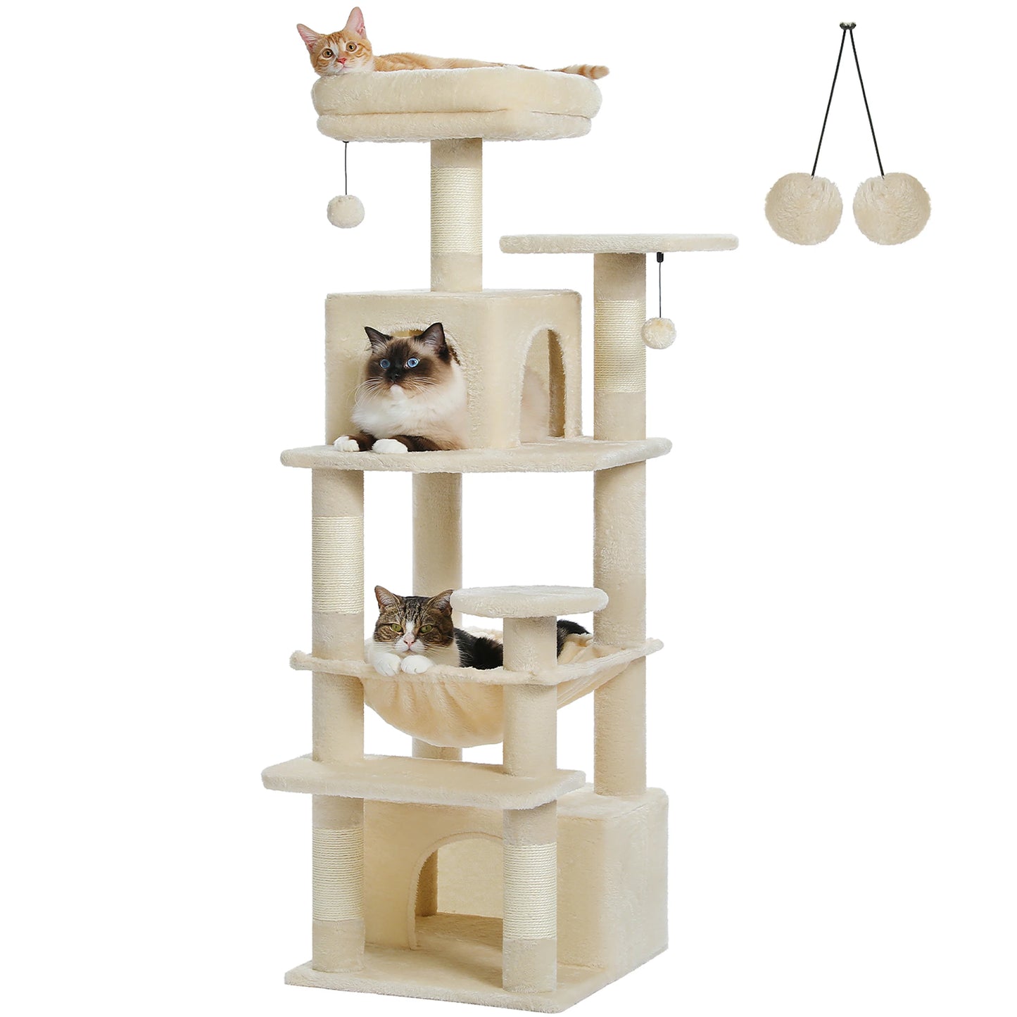 PEQULTI Cat Tree Tower Six Levels With Perches And Condos