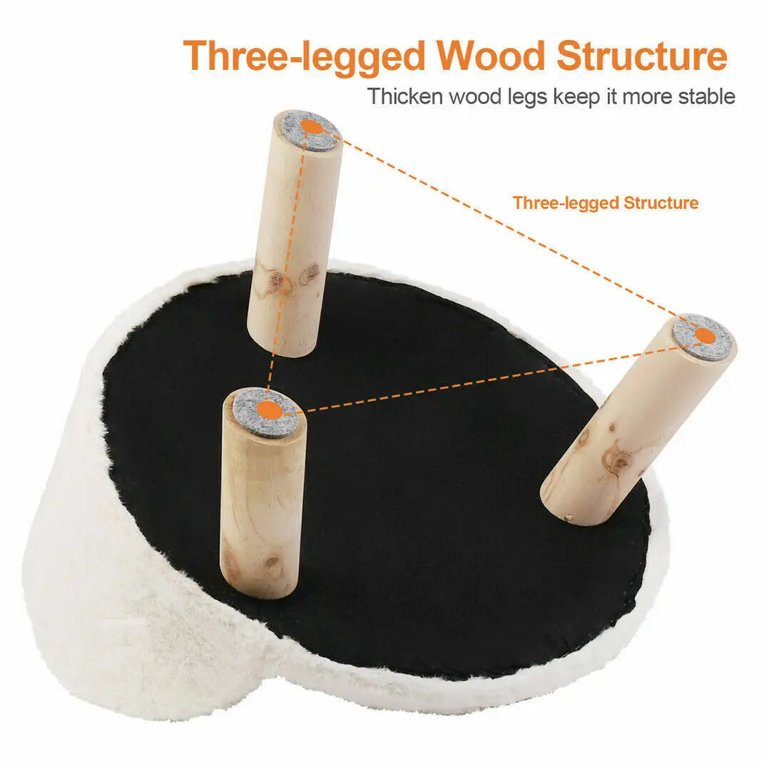Soft Plush Cat Bed With Cushion Pad And Wood Legs