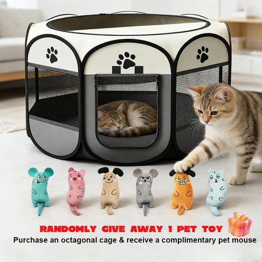 Foldable Octagonal Pet Playpen Travel Tent With Scratch Resistant Oxford