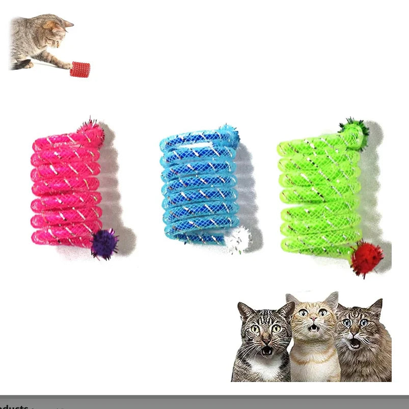 Interactive Bite Resistant Spring Cat Toy With Elastic Stick