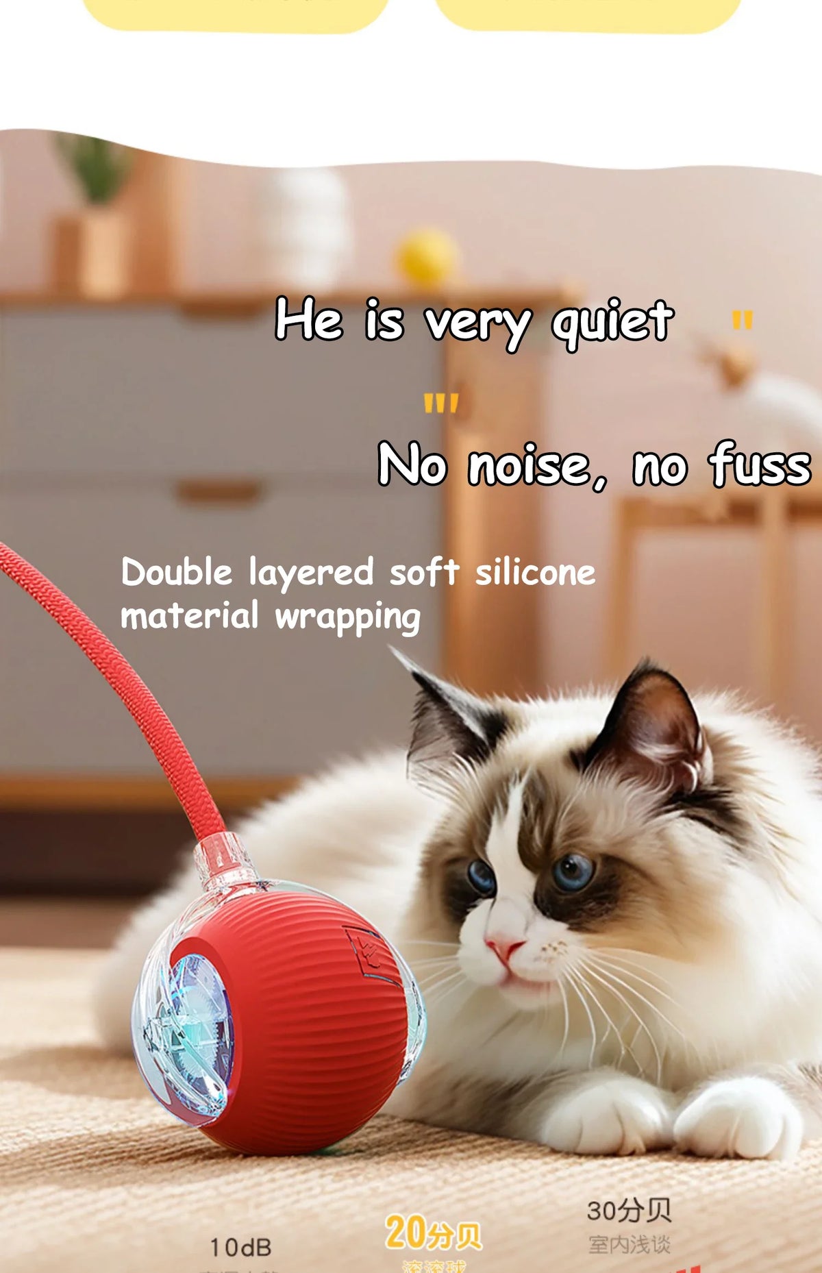 Automatic Rechargeable Rolling Ball Interactive Cat Toy