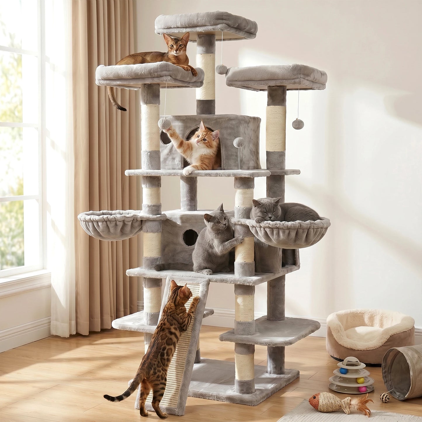 FOOWIN Multi Level Cat Tree Tower With Condos And Perches