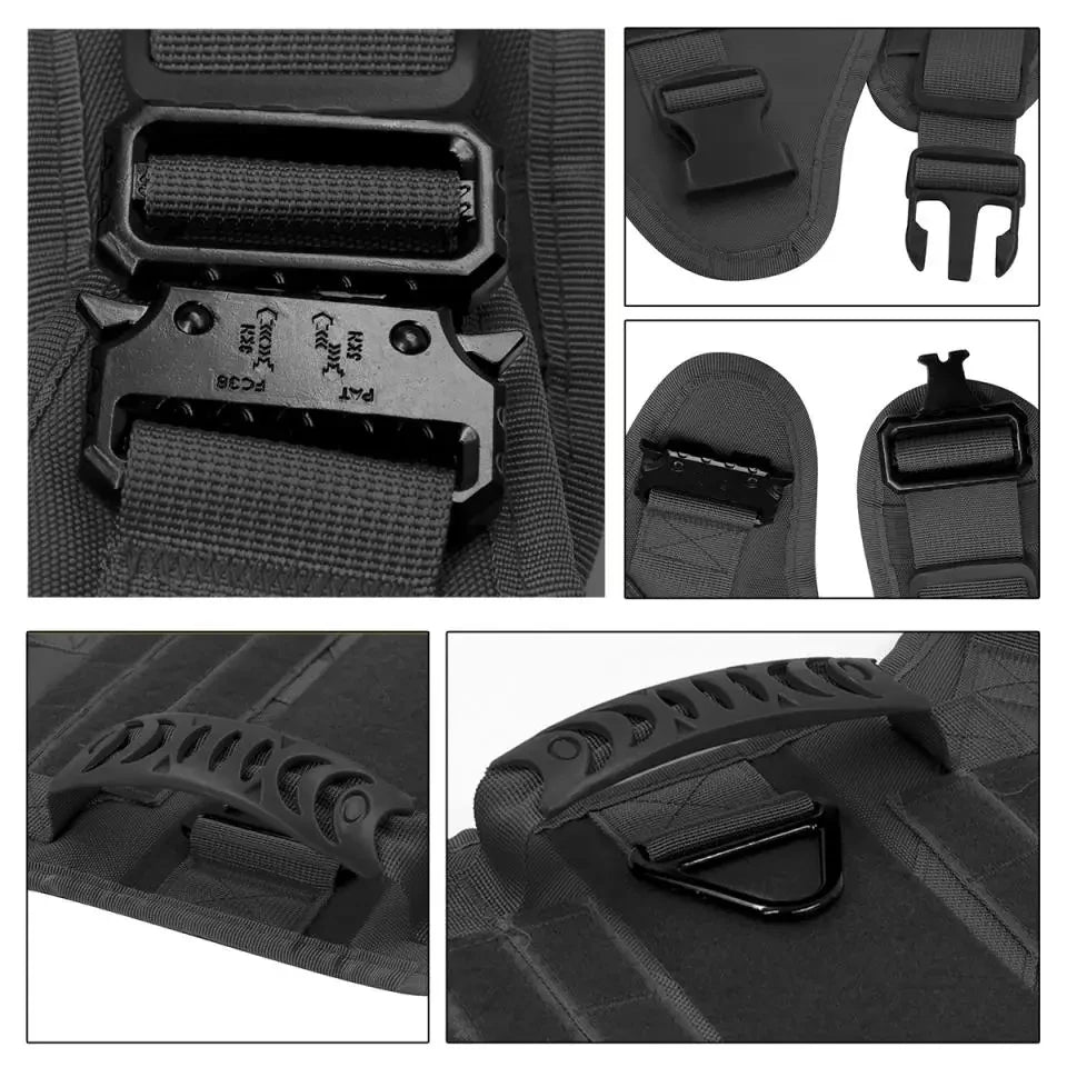 Padded Nylon Tactical Dog Harness Collar And Leash Set
