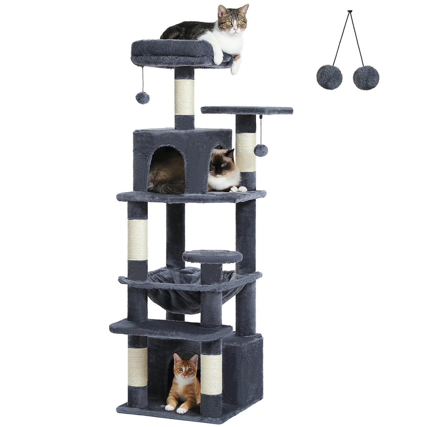 PEQULTI Cat Tree Tower Six Levels With Perches And Condos