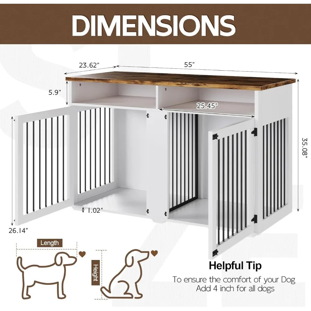 MKDK Multifunctional Dog Crate Furniture With Storage And Doors