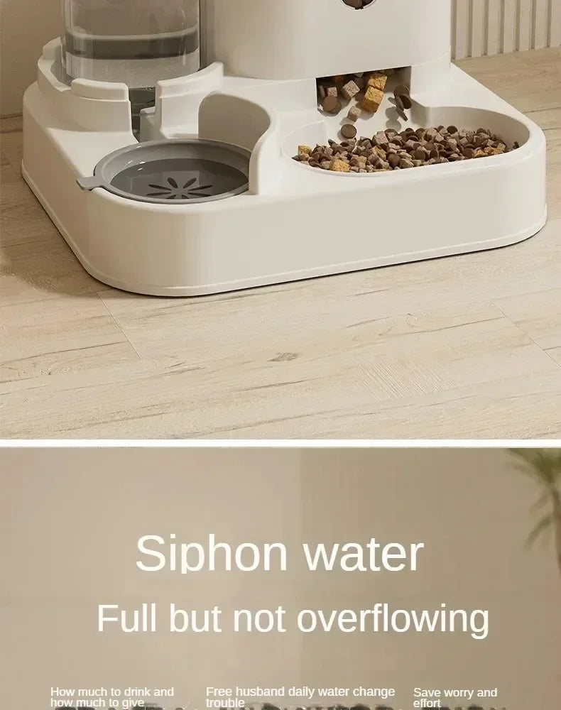 Automatic Pet Feeder With Water Fountain For Dogs And Cats