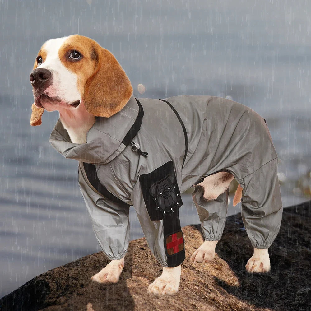 Outdoor Waterproof Reflective Dog Raincoat Hoodie Sunscreen Jacket