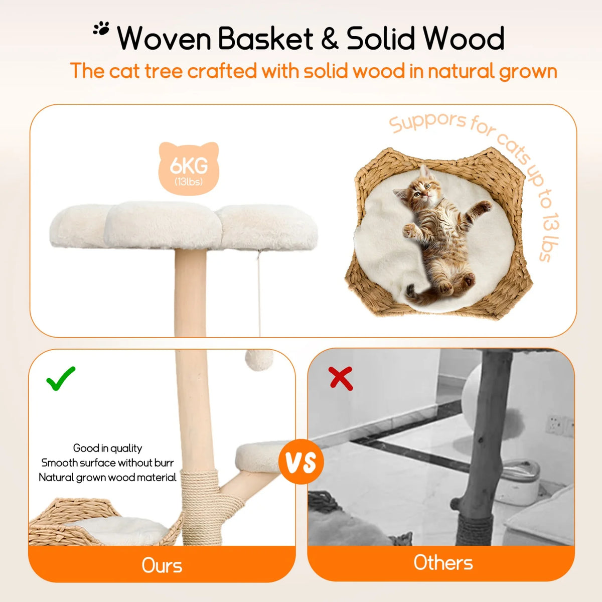 Bingopaw 136Cm Five Tier Cat Tree Activity Center With Wicker Basket