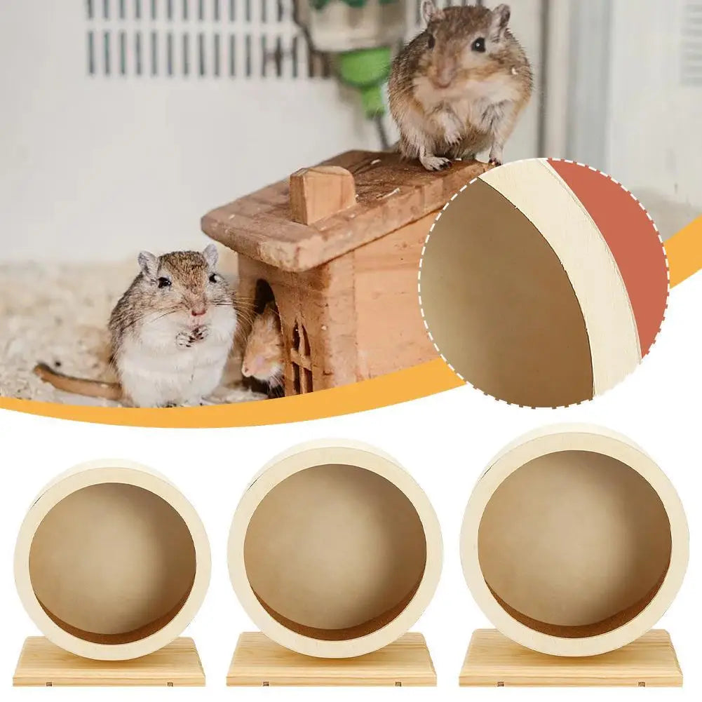 Wooden Hamster Running Wheel With Cork Pad And Bracket