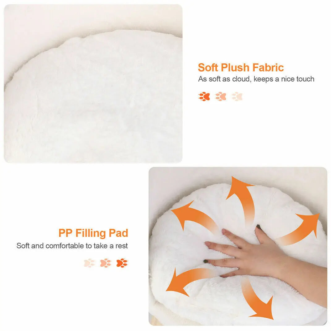 Soft Plush Cat Bed With Cushion Pad And Wood Legs