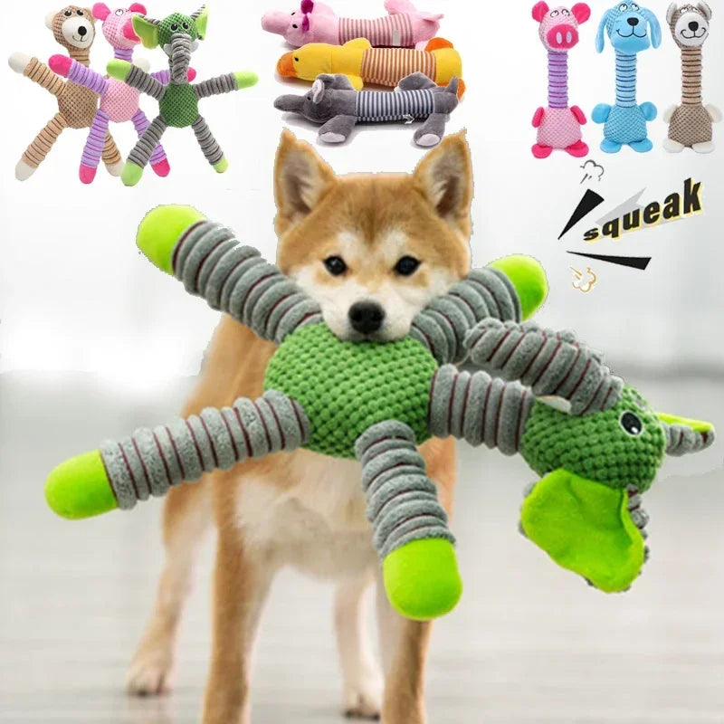 Indestructible Dog Squeaky Plush Chew Toy For Training And Teething