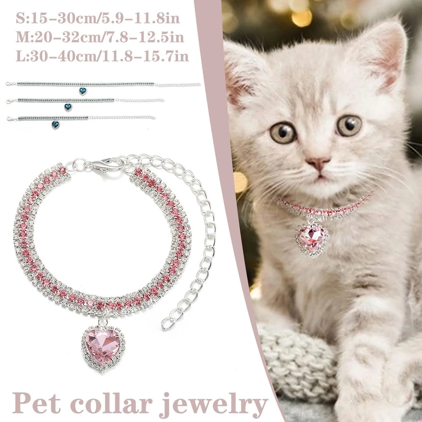 Rhinestone Diamante Dog Cat Collar Necklace Crystal Bling