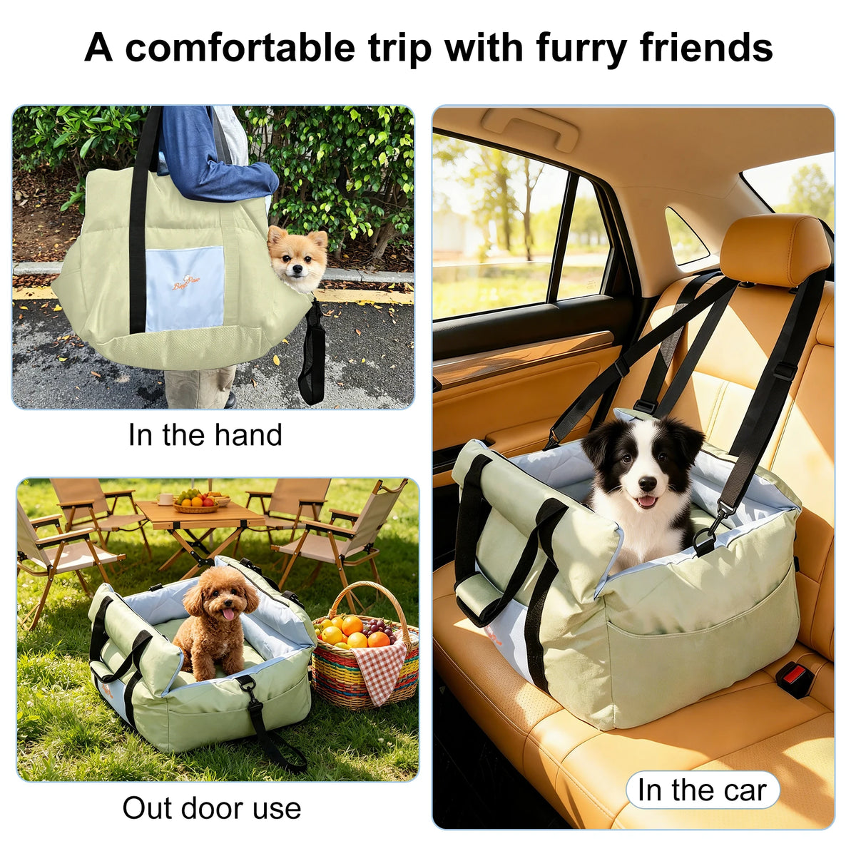 Borwart Portable Dog Booster Seat With Safety Belt And Cover