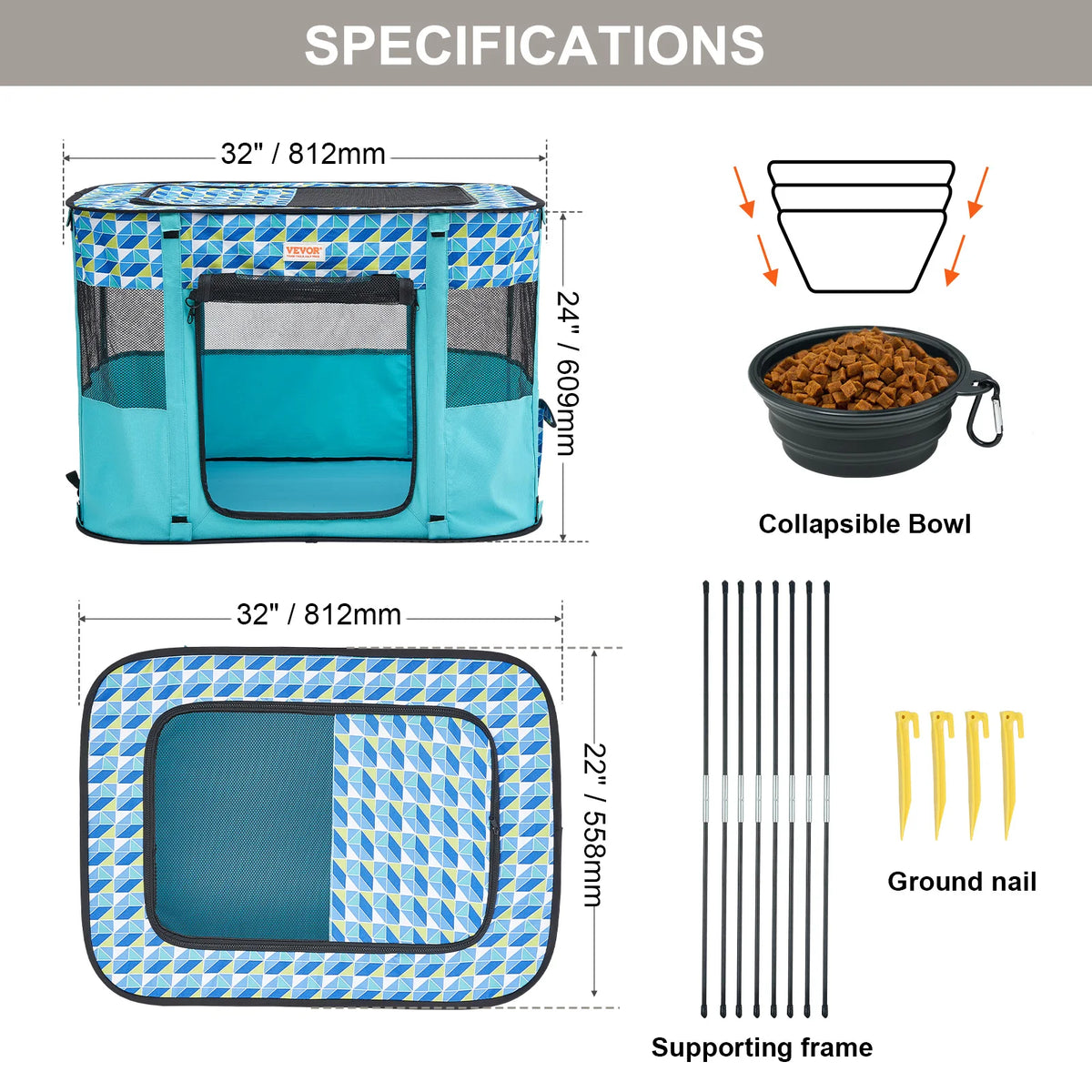 VEVOR Portable Foldable Pet Playpen Tent for Dogs and Cats