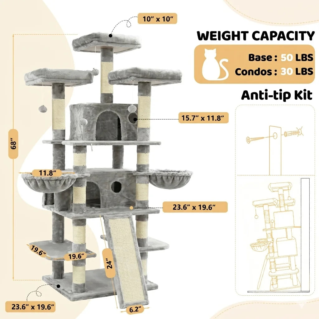FOOWIN Multi Level Cat Tree Tower With Condos And Perches