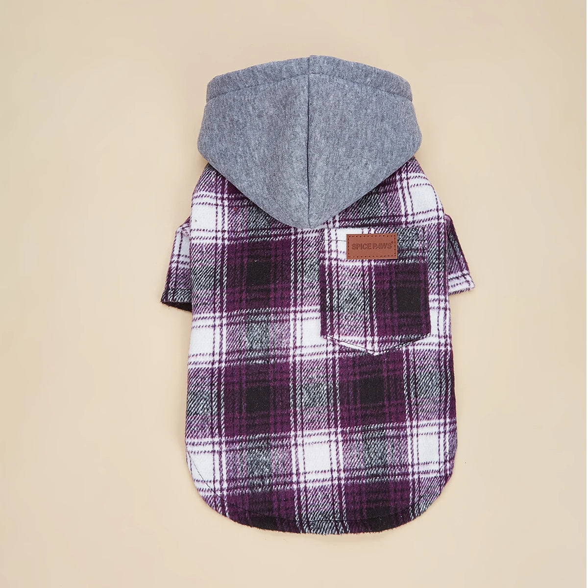 NONECN Dog Hoodie for Small Dogs with Pocket Plaid Sweatshirt