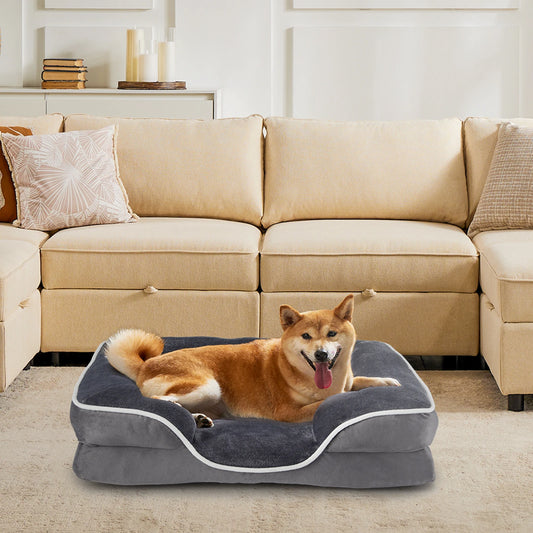 JHK Orthopedic Memory Foam Dog Bed With Washable Cover Non Slip Base
