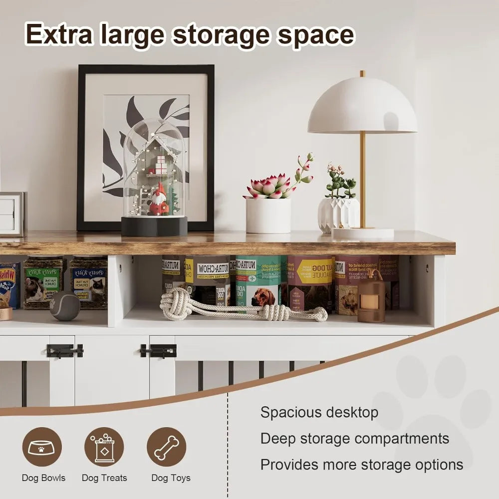 MKDK Multifunctional Dog Crate Furniture With Storage And Doors