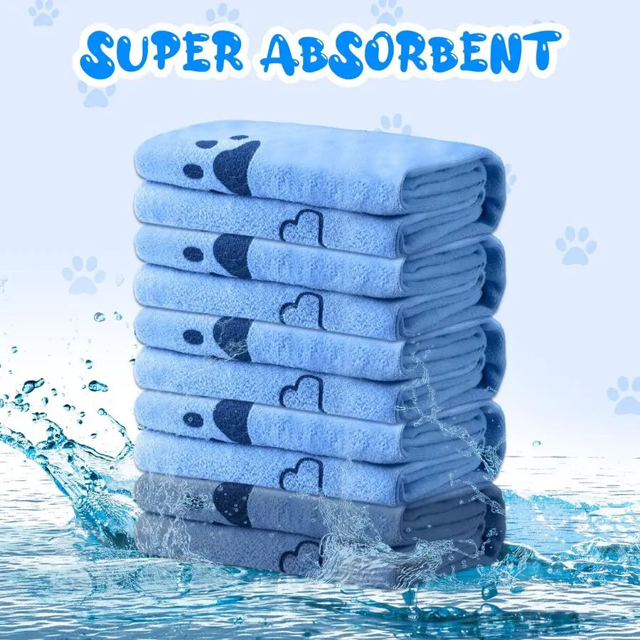 Microfiber Dog Grooming Towels Pack 12 Absorbent Pet Bath Towels