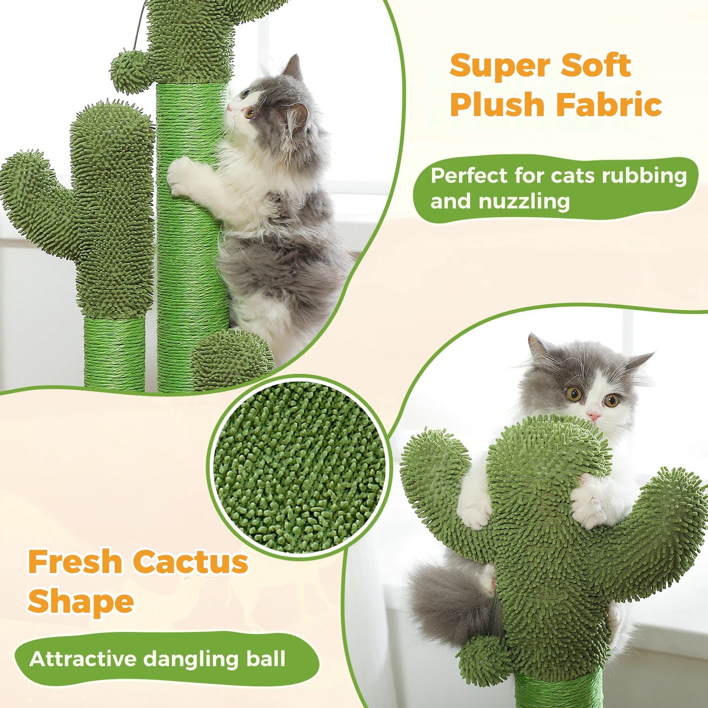 PAWZ Road Cactus Cat Scratching Post With 3 Sisal Poles