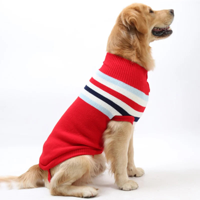 NONECN Wool Dog Sweater For Winter Warmth Striped Knit