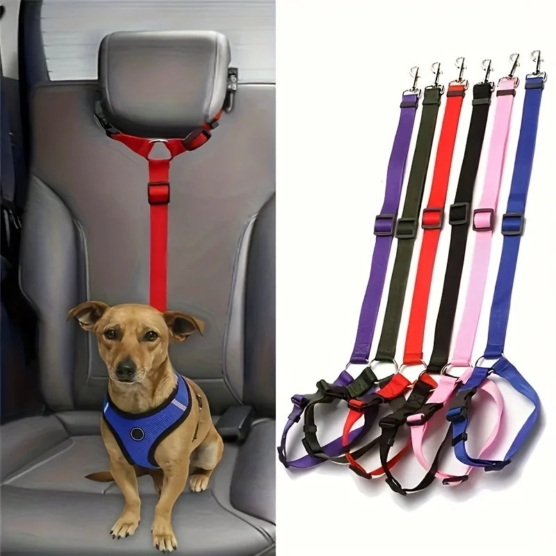TwoInOne Pet Car Seat Belt Nylon Lead Leash System