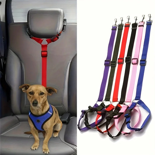 TwoInOne Pet Car Seat Belt Nylon Lead Leash System