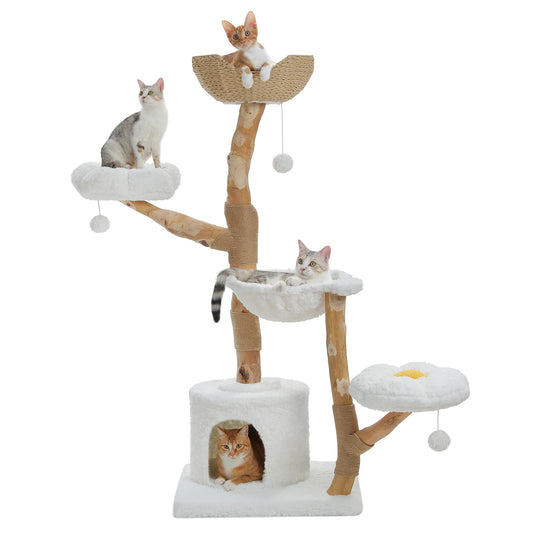 Pawz Road 5-Tier Cat Tree With Sisal Scratching Post And Wicker Basket Bed