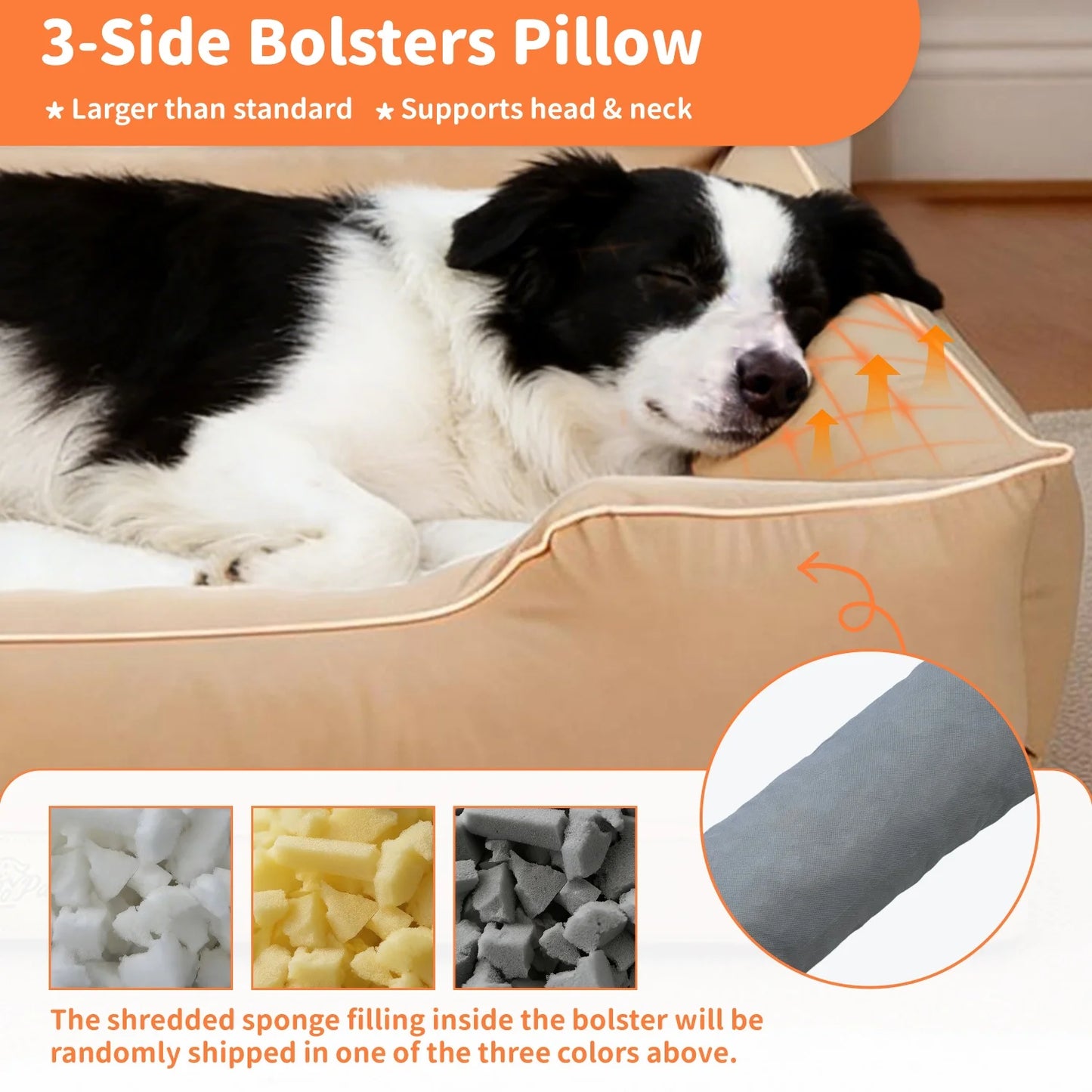 BINGOPAW Orthopedic Dog Bed Waterproof Foam Base Bolster