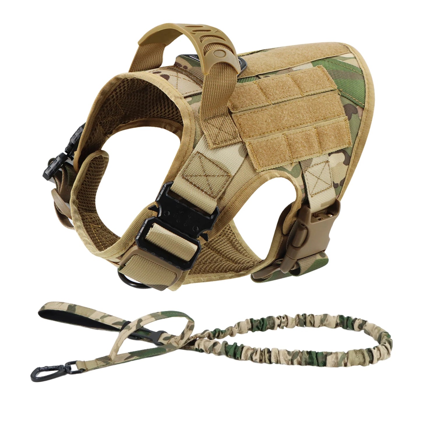 Tactical Dog Harness Leash Set For Large Dogs No Pull Vest Handle