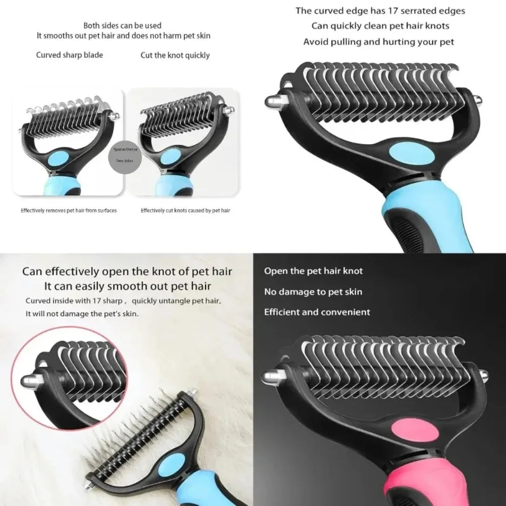 Double Sided Stainless Steel Pet Grooming Brush Hair Remover Comb