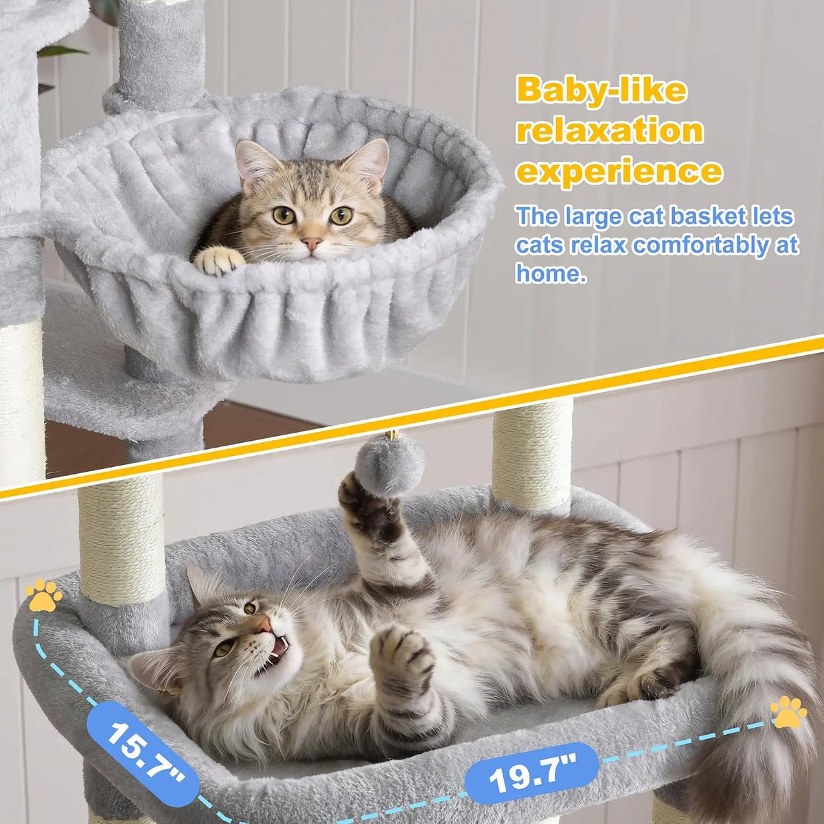 Symmetrical Extra Large Multi-Level Cat Tree Tower With Condos Hammocks And Scratching Posts For Indoor Cats
