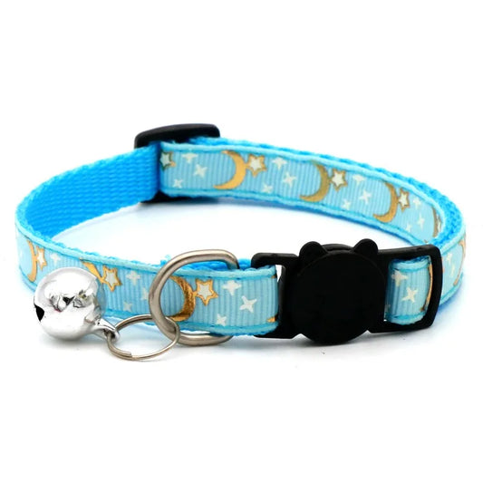 Pet Collar With Bell Cartoon Footprint Adjustable Safety For Dogs