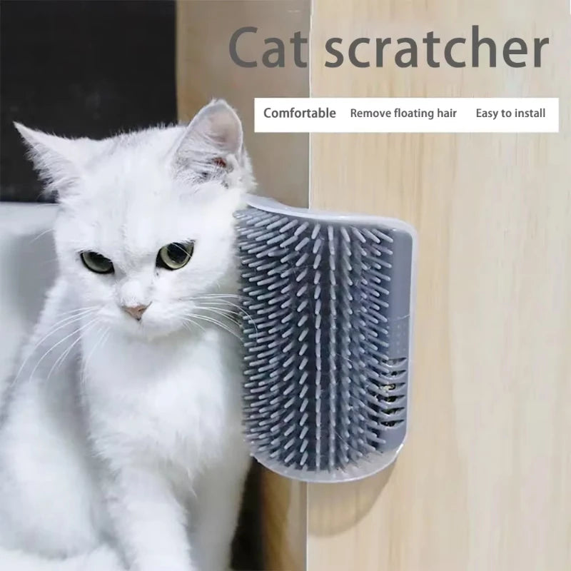 Cat Corner Scratcher Massage Comb With Catnip For Grooming and Deshedding