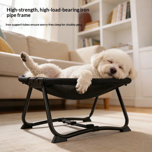 Elevated Folding Cat Bed With Breathable Mesh And Washable Cover