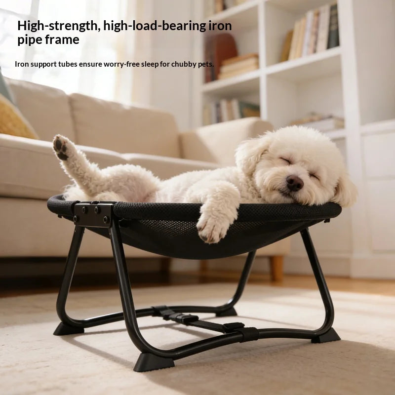 Elevated Folding Cat Bed With Breathable Mesh And Washable Cover