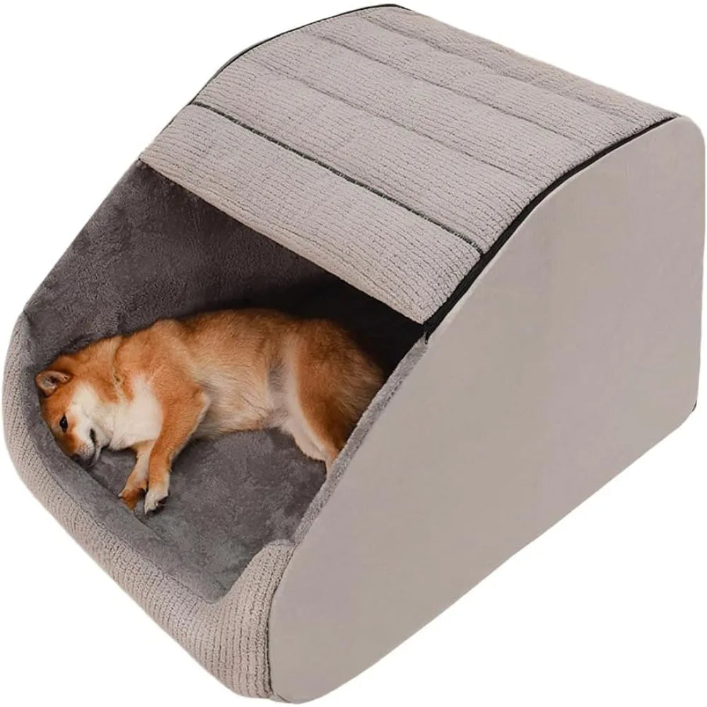 Memory Foam Plush Cave Dog Bed With Non Slip Bottom For Indoor Use