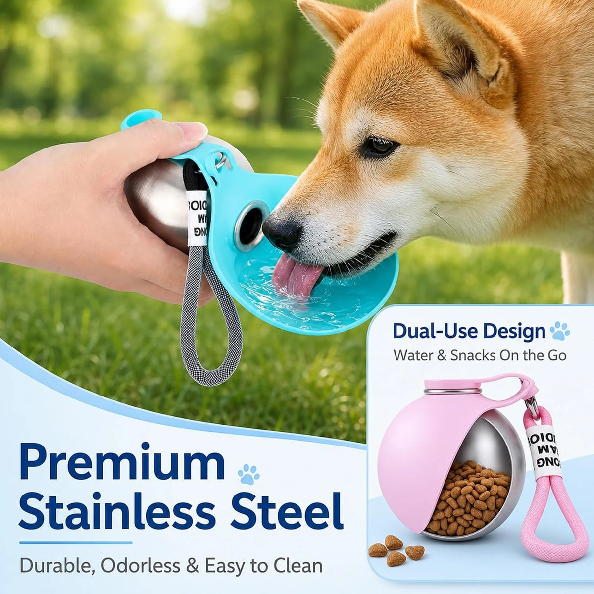 Portable Pet Water Dispenser With Foldable Bowl For Dogs and Cats