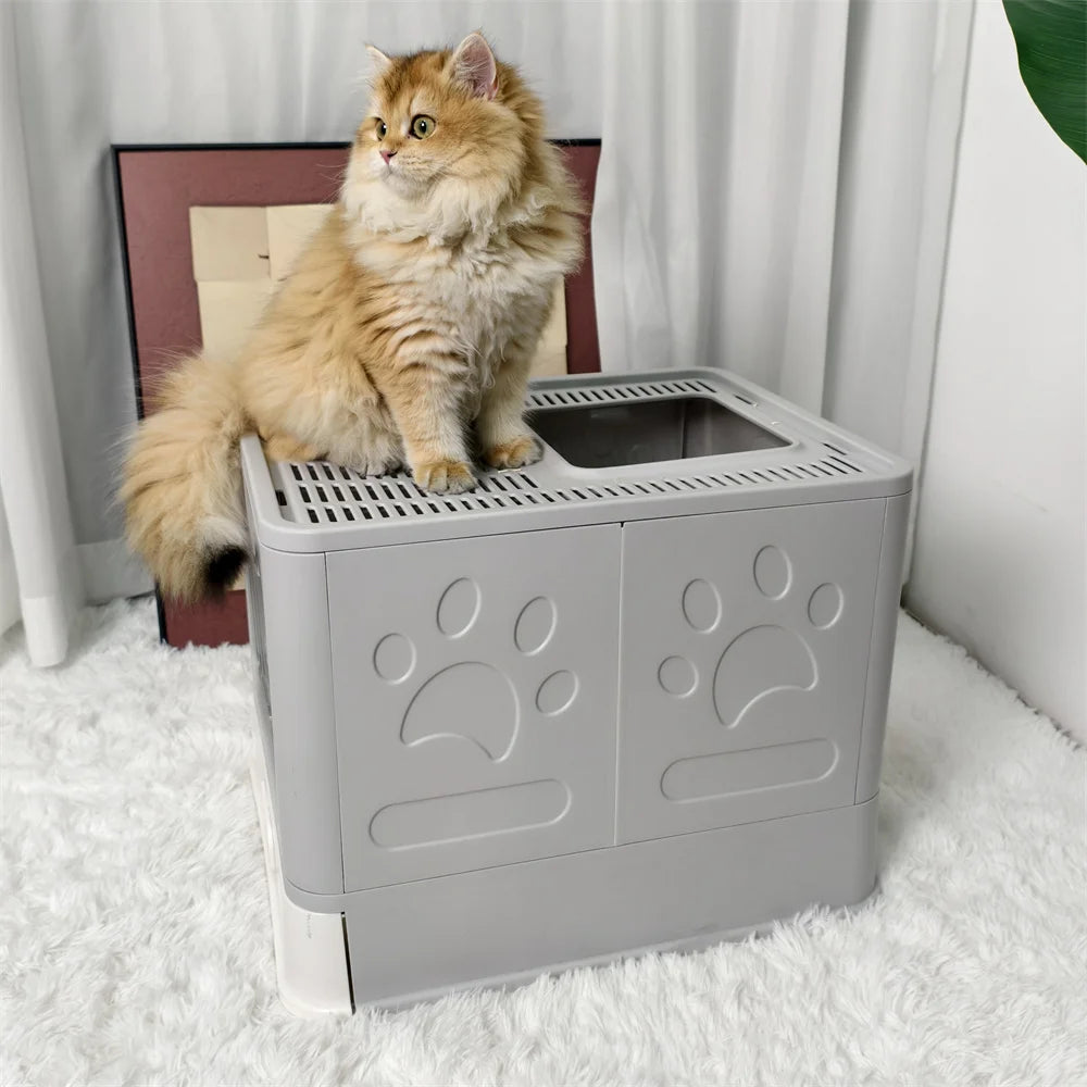 Enclosed Stainless Steel Cat Litter Box With Lid Top Entry High Sides