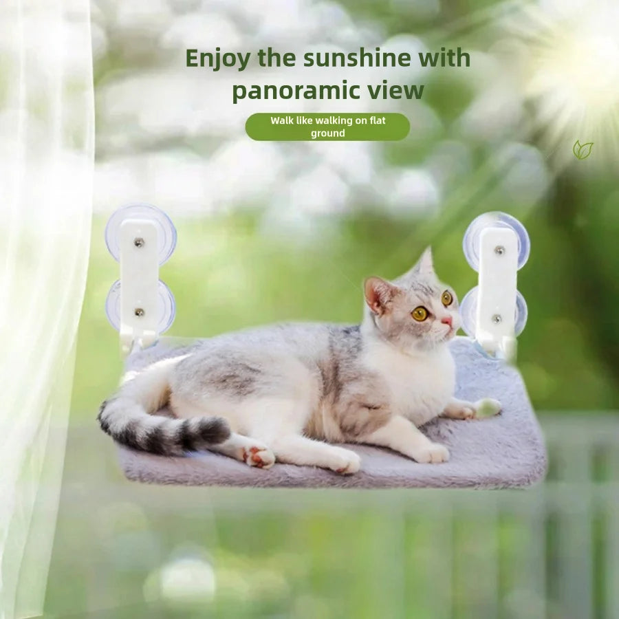 Foldable Cat Hammock With Plush Mesh For Window Mount And Suction Cups