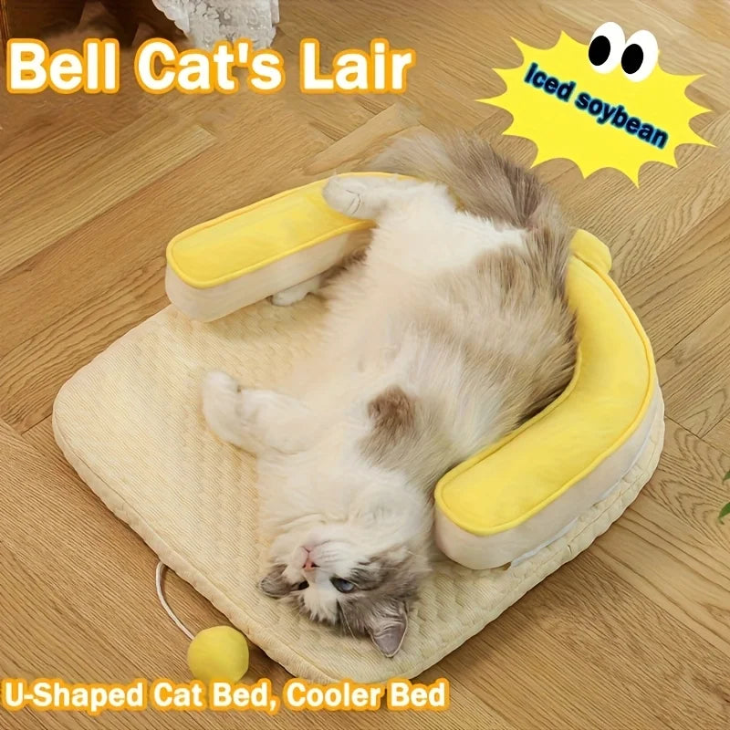 Self Cooling Cat Bed With Ice Gel Cooling Pad For Pets