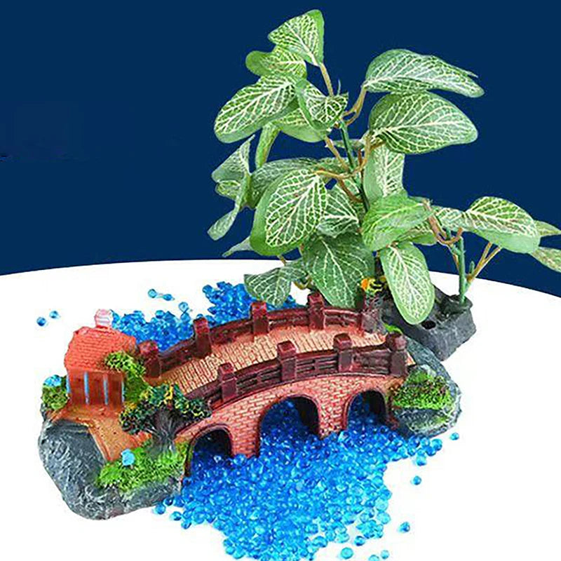 Resin Bridge Aquarium Ornament For Fish Tank Decoration