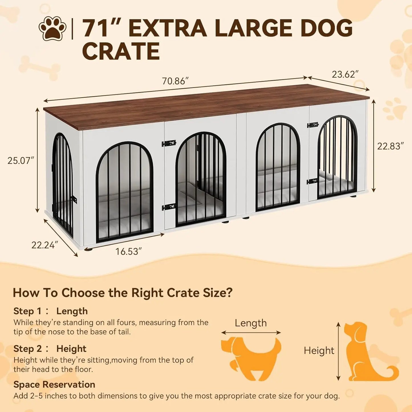 HiMISS Dog Crate Furniture for Two Dogs TV Stand Divider