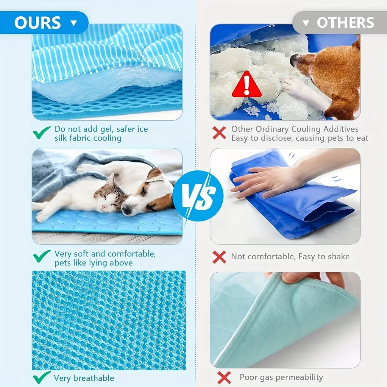 Summer Cooling Pet Mat Water Absorption Portable Gel Sleeping Pad For Dogs
