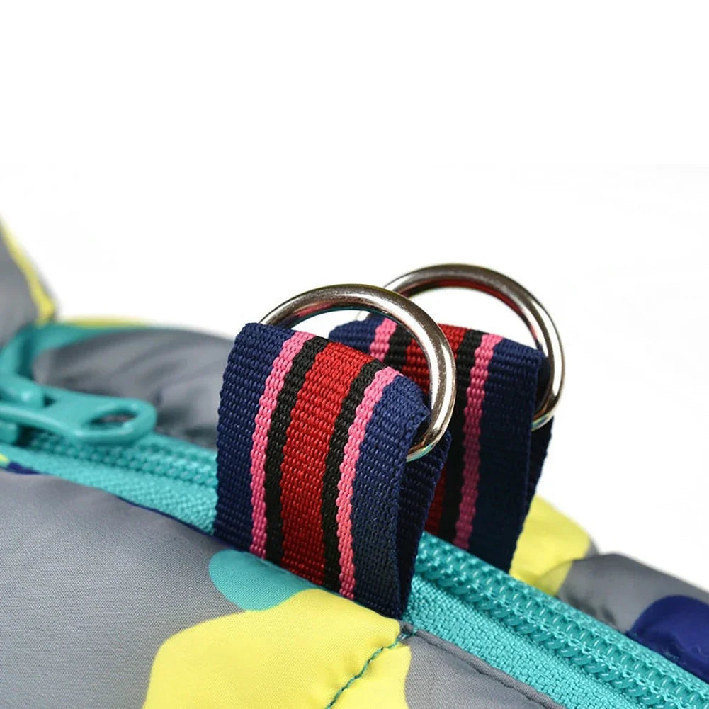 NONECN Warm Fleece Dog Coat Winter Puffer Jacket Reflective Turtleneck